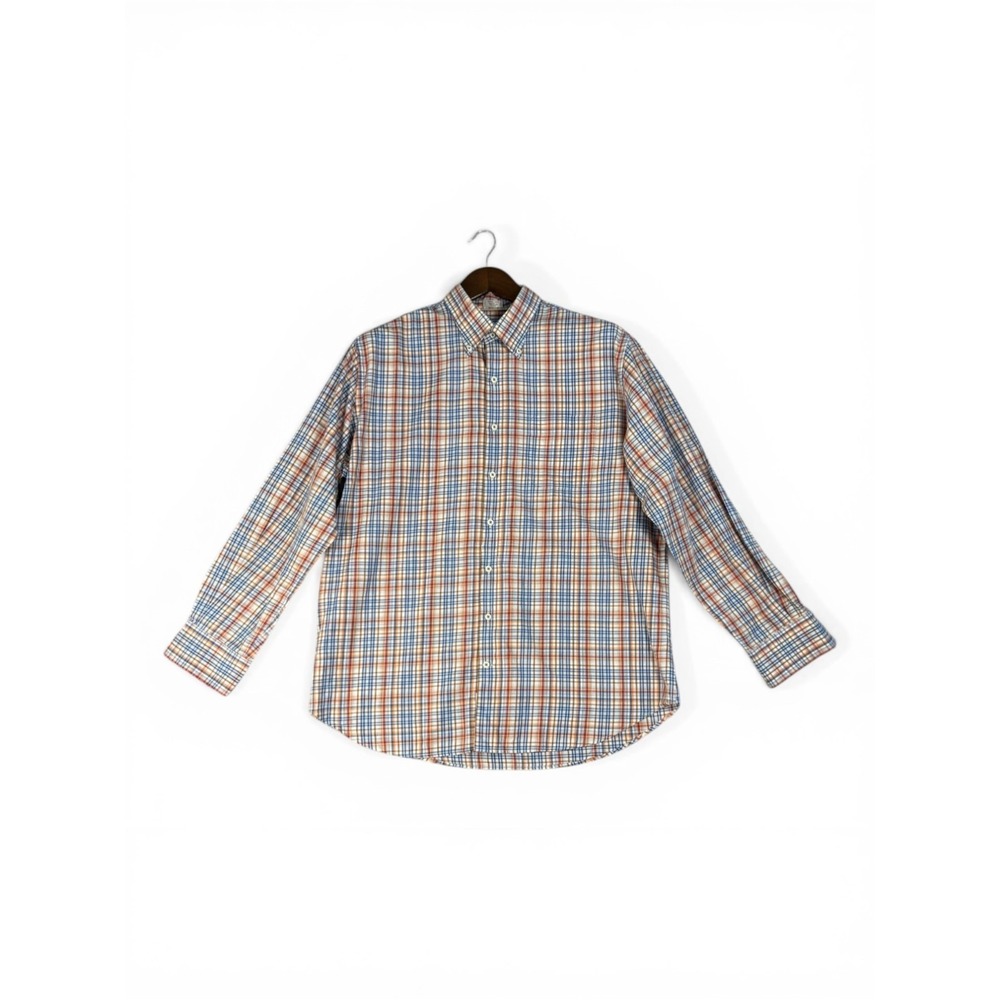 Peter Millar Plaid Long Sleeve Shirt Adult XLarge White Red Blue Brown Orange